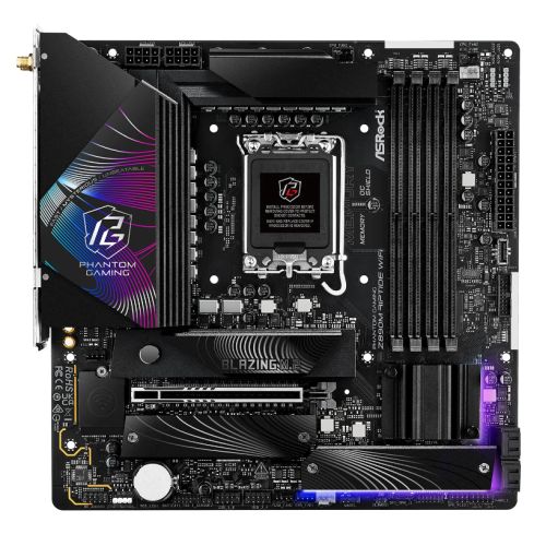 Asrock Z890M RIPTIDE WIFI, Intel Z890, 1851, Micro ATX, 4 DDR5, HDMI, DP, 2 TB4, Wi-Fi 6E, 2.5G LAN, RGB, 3x M.2 Asrock Z890M RIPTIDE WIFI, Intel Z890, 1851, Micro ATX, 4 DDR5, HDMI, DP, 2 TB4, Wi-Fi 6E, 2.5G LAN, RGB, 3x M.2